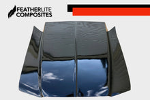Load image into Gallery viewer, Black Chrysler 300 Hood made by Featherlite Composites. Made of fiberglass.