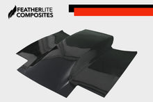 Load image into Gallery viewer, Black fiberglass hood for Nissan 240sx S13 made by Featherlite Composites.
