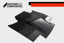 Load image into Gallery viewer, Black fiberglass hood for Nissan 240sx S13 made by Featherlite Composites.