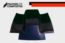 Load image into Gallery viewer, Black fiberglass hood for Nissan 240sx S13 made by Featherlite Composites.