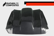 Black fiberglass hood for 2018+ Mustang made by Featherlite Composites