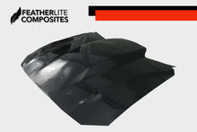 Load image into Gallery viewer, Black fiberglass hood for 2018+ Mustang made by Featherlite Composites