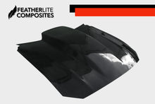 Load image into Gallery viewer, Black fiberglass hood for 2018+ Mustang made by Featherlite Composites