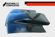 Black Hood for the 87-93 Foxbody mustang, bubble style, Outlaw hood, by Featherlite Composites. Made of fiberglass.