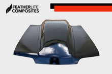 Load image into Gallery viewer, Black Hood for the 87-93 Foxbody mustang, bubble style, Outlaw hood, by Featherlite Composites. Made of fiberglass.