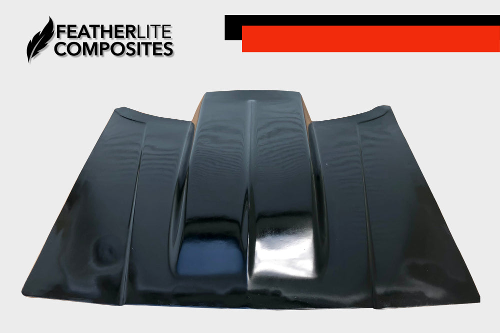 Black Regal Straight Hood made by Featherlite Composites. Made of fiberglass.