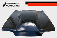 Black Foxbody Bubble Hood made by Featherlite Composites. Made of fiberglass.