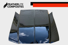 Load image into Gallery viewer, Black Chrysler 300 Hood made by Featherlite Composites. Made of fiberglass.
