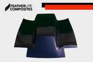 Black fiberglass hood for Nissan 240sx S13 made by Featherlite Composites.