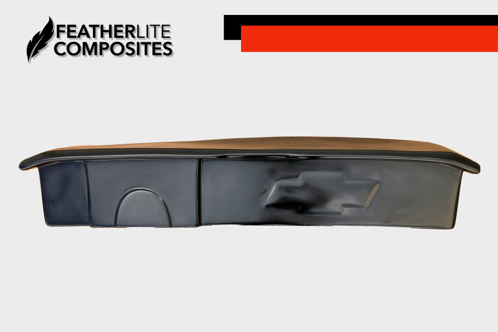 Black fiberglass dash for 3rd Gen Camaro made by Featherlite Composites.