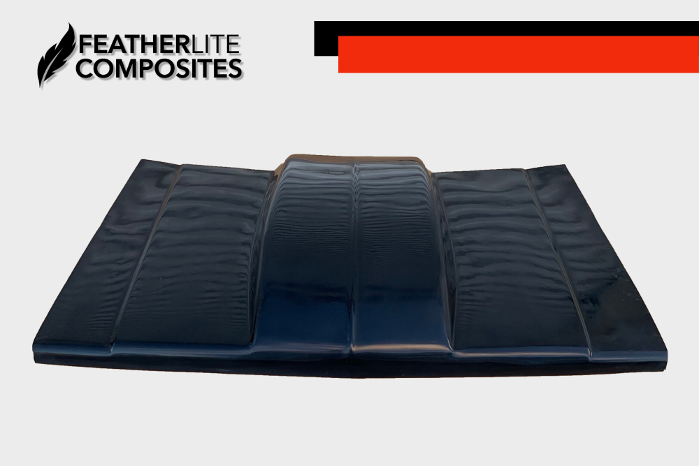 Black Chevrolet C10 Hood made by Featherlite Composites. Made of fiberglass.