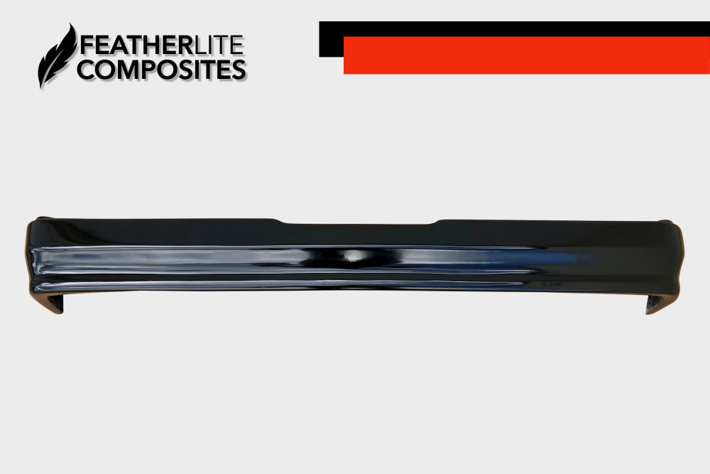 Black fiberglass rear bumper for Malibu made by Featherlite Composites