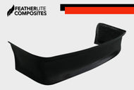 Black fiberglass front bumper for Foxbody Mustang made by Featherlite Composites.