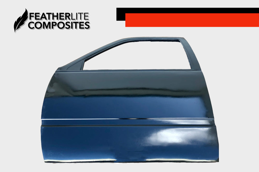 Outside of black fiberglass door for 88-98 1500 made by Featherlite Composites