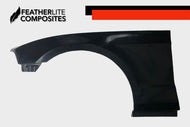 Black fiberglass fenders by Featherlite Composites for Mustang S197
