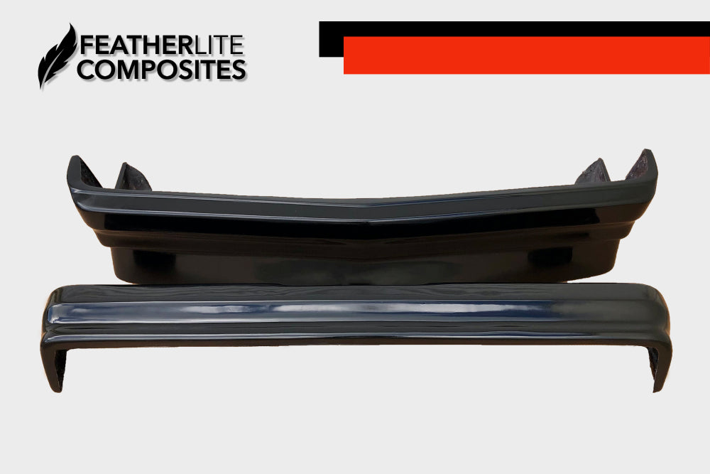 Black fiberglass front and rear bumper for Malibu made by Featherlite Composites